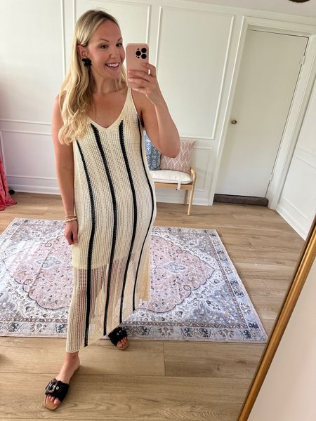 This crochet dress is giving me resort date night outfit 🥳 I’m wearing a large! Summer outfit, resort wear, vacation 

#LTKmidsize #LTKSeasonal #LTKbump