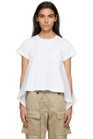 sacai - White Paneled T-Shirt | SSENSE
