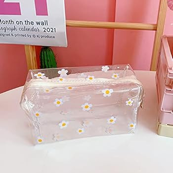 UUYYEO Clear Flowers Makeup Bags Cosmetic Bag Travel Wash Bag Toiletry Storage Pouch Pencil Case for | Amazon (US)