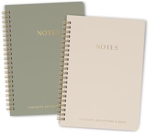 Aesthetic Spiral Notebook Set of 2 For Women and Men - Cute College Ruled 8x6 Bible Study Journal... | Amazon (US)