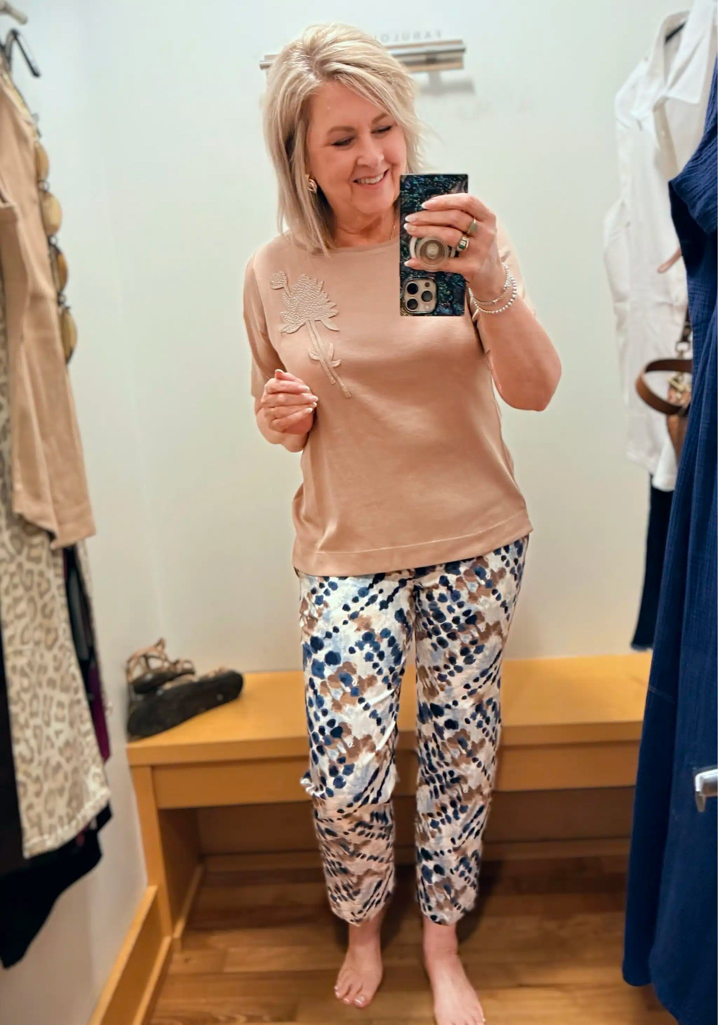 This look is all Chico’s. It’s an easy to style outfit since the printed pants do all the work. I love this simple top with them, but you could easily change the top for a different look. My top is a size 1 and pants are a .5

#LTKootd #LTKOver40 #LTKWorkwear
