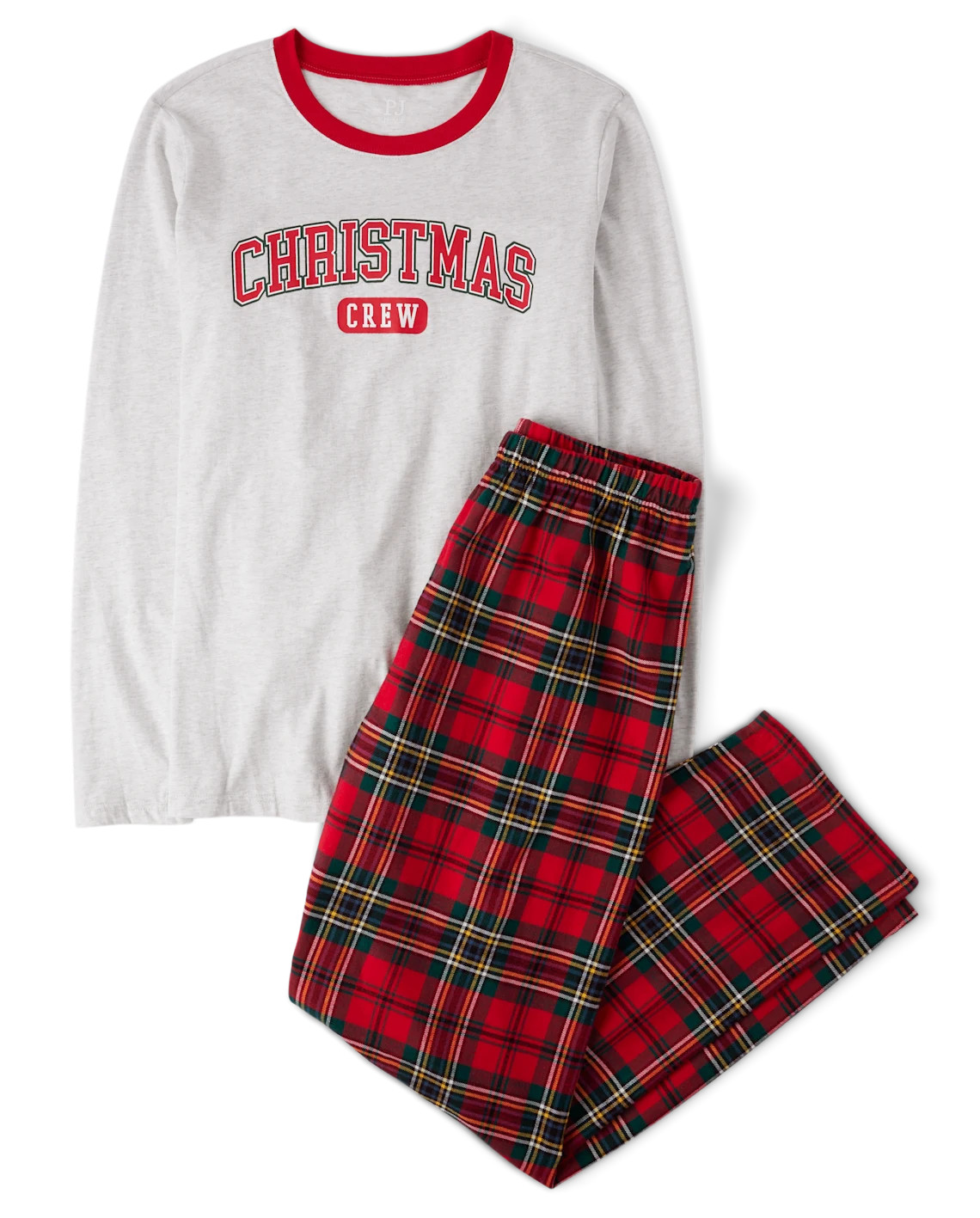 Adult Matching Family Christmas Crew Cotton And Flannel Pajamas - red | The Children's Place