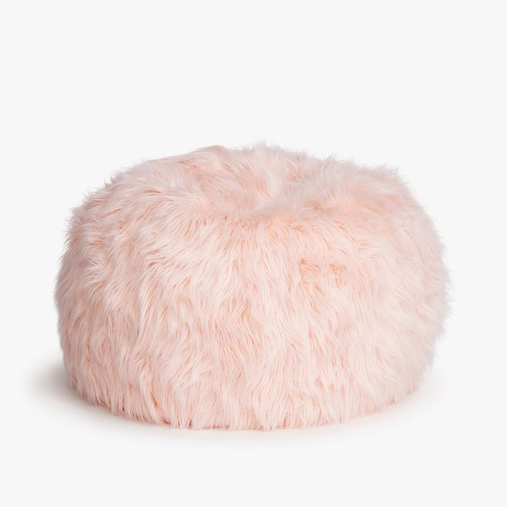 Himalayan Faux Fur Blush Bean Bag Chair | Pottery Barn Teen