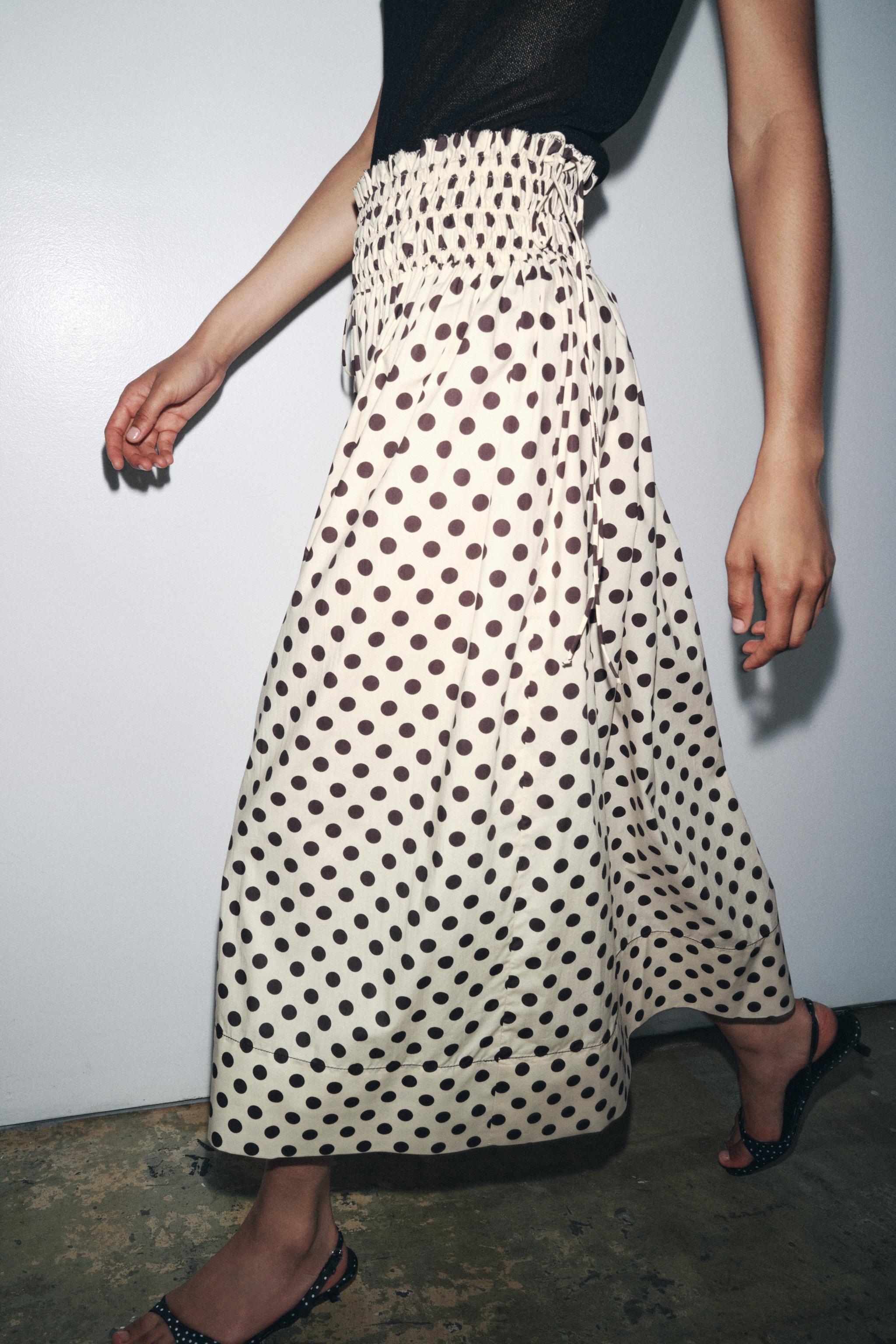 ZW COLLECTION POLKA DOT MIDI SKIRT | Zara US