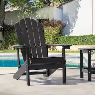 Black HIPS Plastic Weather Resistant Adirondack Chair for Outdoors (1-Pack) | The Home Depot