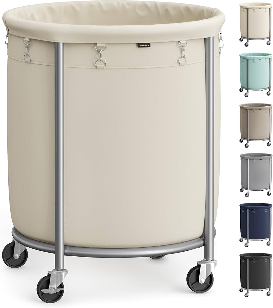 SONGMICS 50.2-Gallon (190 L) Laundry Basket with Wheels, Rolling Round Heavy-Duty Laundry Hamper ... | Amazon (US)
