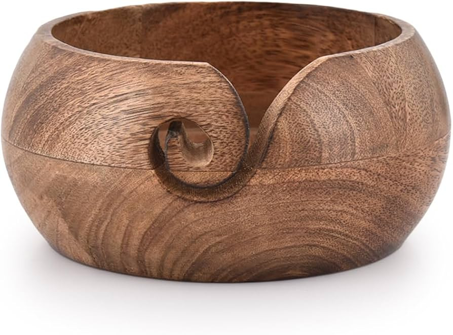 NIRMAN Wooden Yarn Bowl Hand Made by Indian Artisans with Premium Mango Wood for Knitting and Cro... | Amazon (US)