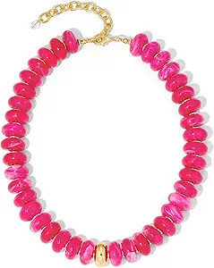 Chunky Beaded Choker Necklace for Women Statement Necklace with Gold Accent Adjustable Beach Summ... | Amazon (US)