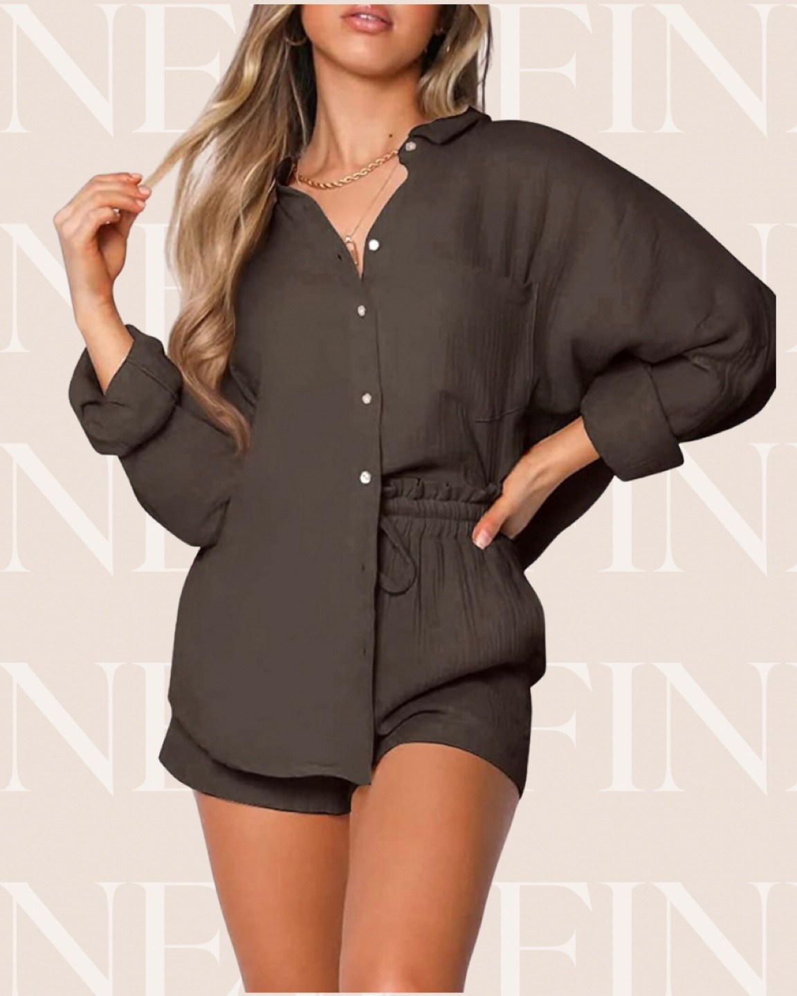 Amazon lounge set
Button down set
Amazon cover up 
Amazon outfit 