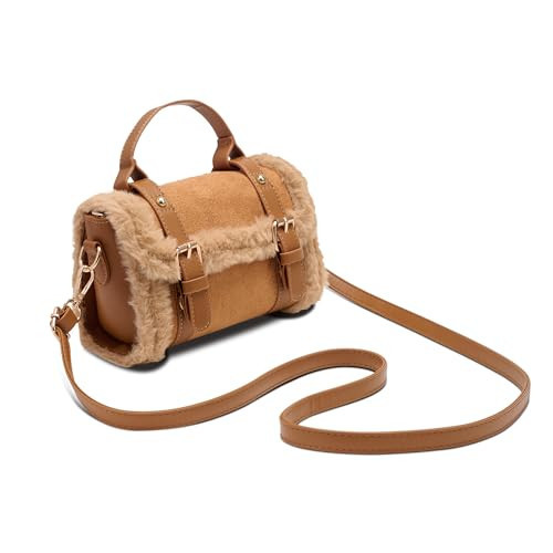 chushui Brown Fur Purse,Vintage-Revival Small Crossbody Bag,Top Handle Leather Handbag for Women | Amazon (US)