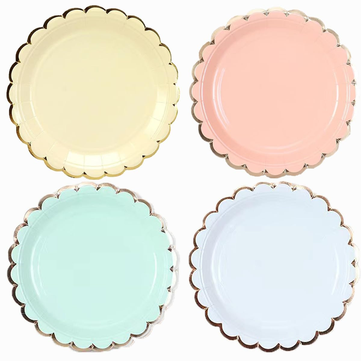 7 Inch Paper Plates Dinner Size Disposable Plate 40 Pack Pastel Macaron Color Round Plates Compos... | Amazon (US)