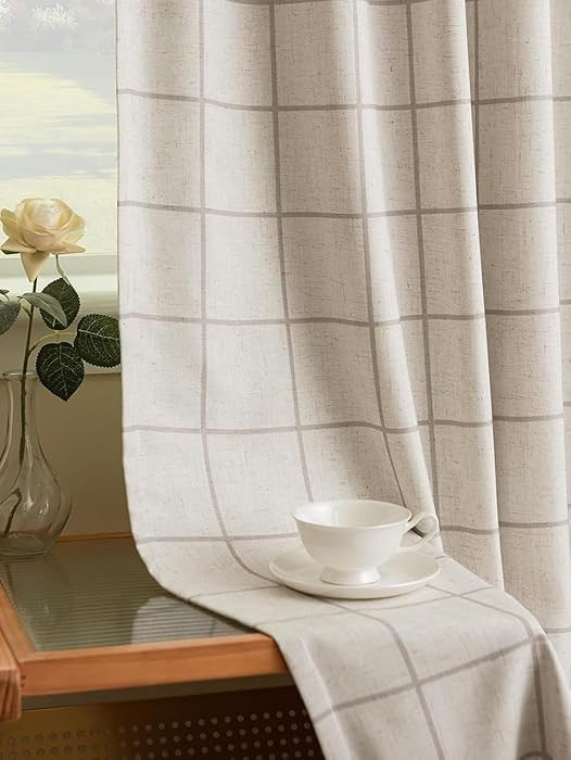 THREE GIRLS Pinch Pleated Plaid Curtains Blackout Linen Gingham Curtains for Living Room,Bedroom ... | Amazon (US)