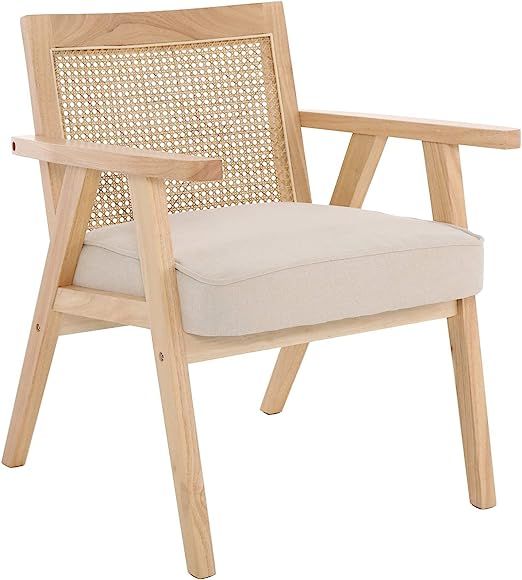 Velvet Accent Chair, Armchair with Hardwood Frames, Modern Living Room Arm Chair with Rattan Back... | Amazon (US)