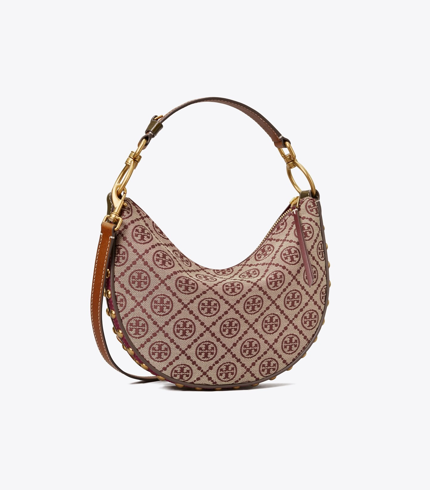 T MONOGRAM STUDDED MINI CRESCENT BAG | Tory Burch (US)