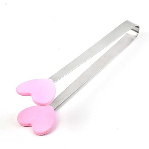 Mini Hand Shape Tong Silicone Food Tongs Stainless Steel Kitchen Tongs Small Kids Tongs for Sugar Cubes, Serving Food, Salad Buffet(Heart Shape,Pink) | Amazon (US)