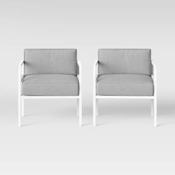 Beacon Hill 2pk Patio Club Chair Gray/White - Project 62™ | Target