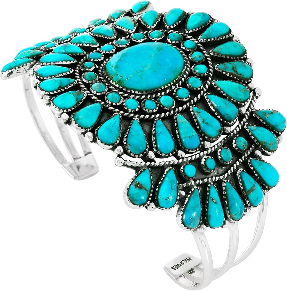 Turquoise Bracelet Sterling Silver 925 Genuine Gemstones | Amazon (US)