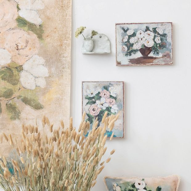 Flowers In Vase Canvas Wall Art Set of 2 | Antique Farm House