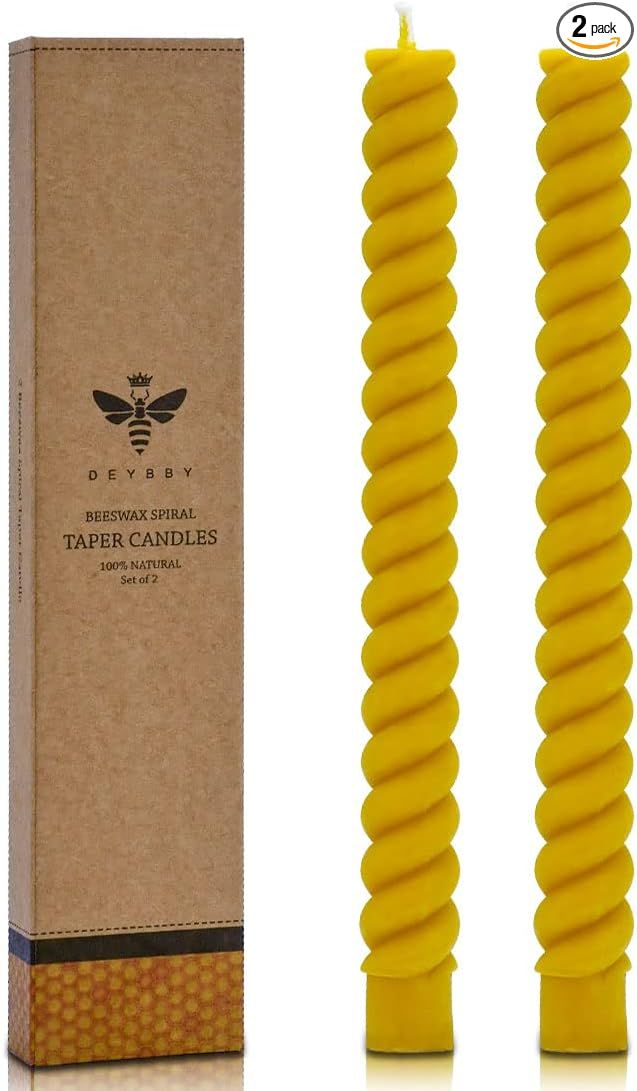 DEYBBY Natural Viral Beeswax Candles, Dripless and Smokless 10 inch Twisted Pure Beeswax Candles ... | Amazon (US)