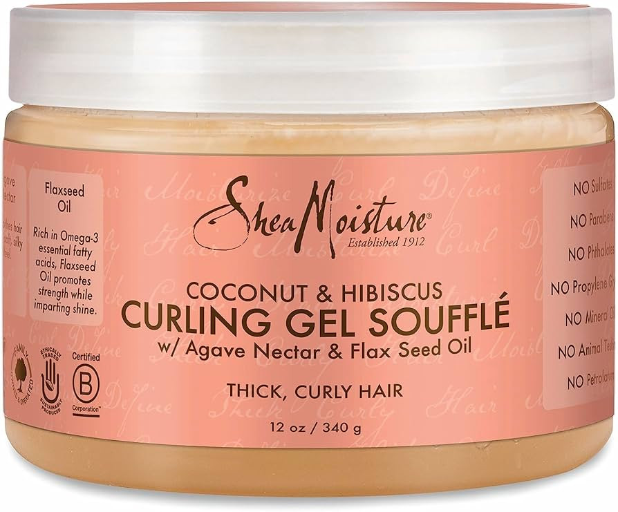 SheaMoisture Curling Gel Souffle for Thick, Curly Hair Coconut , Hibiscus to Moisturize and Prote... | Amazon (US)