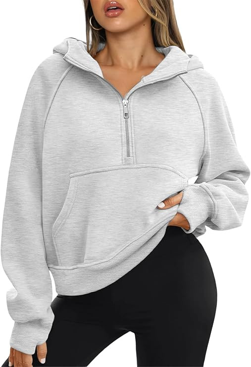 ATHMILE Womens Hoodies Long Sleeve Fleece Quarter Zip Pullover Workout Oversized Sweatshirt Fall ... | Amazon (US)