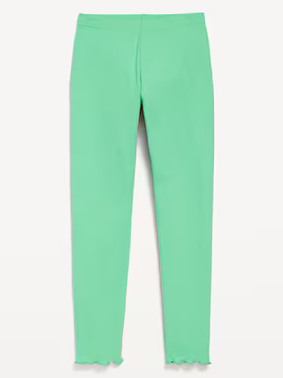 High-Waisted Lettuce Edge Rib-Knit Leggings for Girls | Old Navy (US)