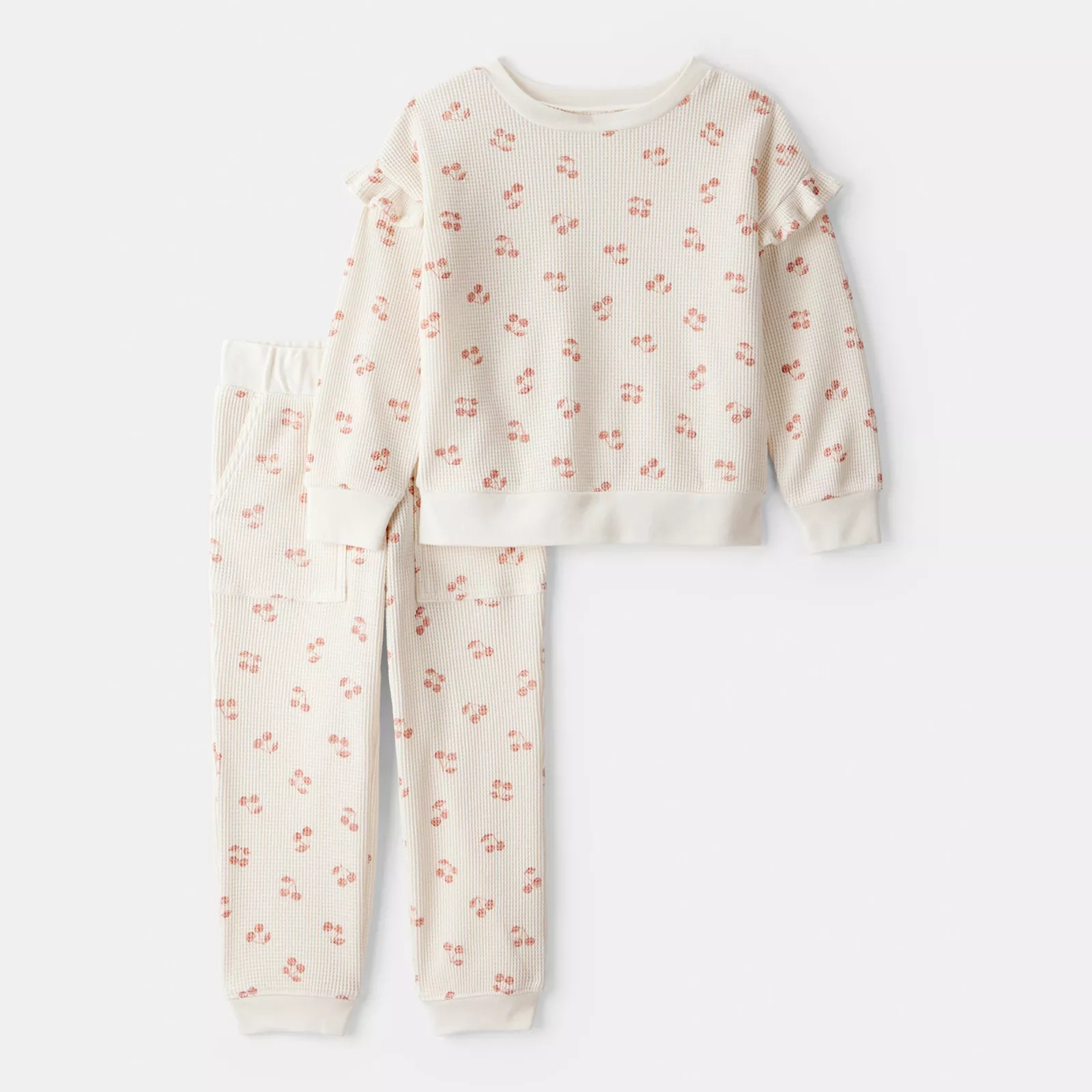 Toddler Girl Carter's 2-Piece Cherry Fruit Print Long-Sleeve Tee & Pant Set, Toddler Girl's, Size: 3T, Grey | Kohl's