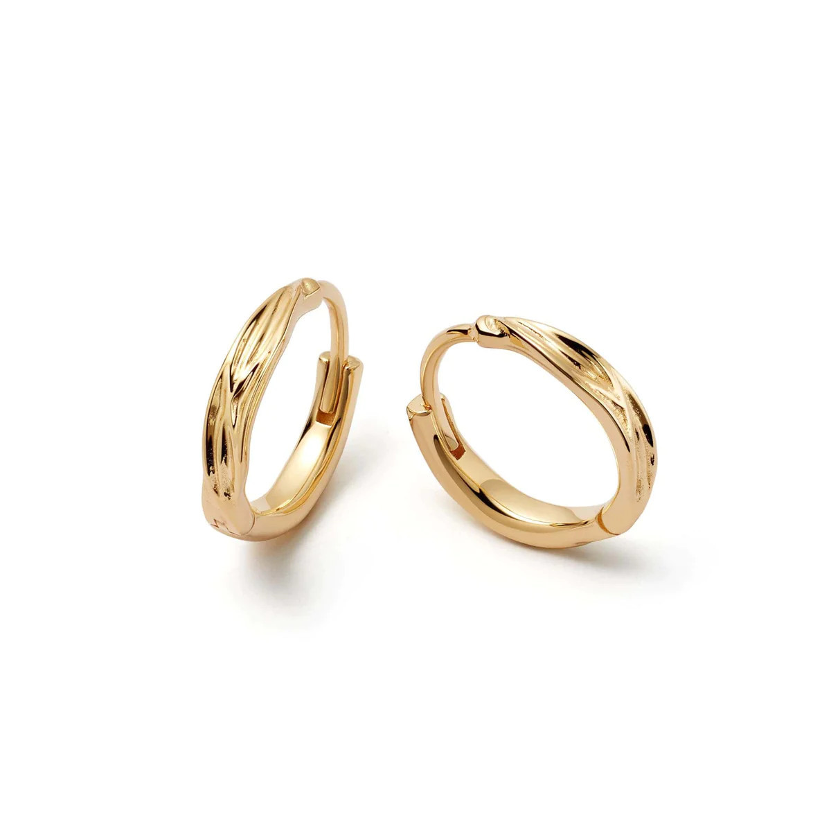 Organic Huggie Hoop Earrings 18ct Gold Plate | Daisy London Jewellery