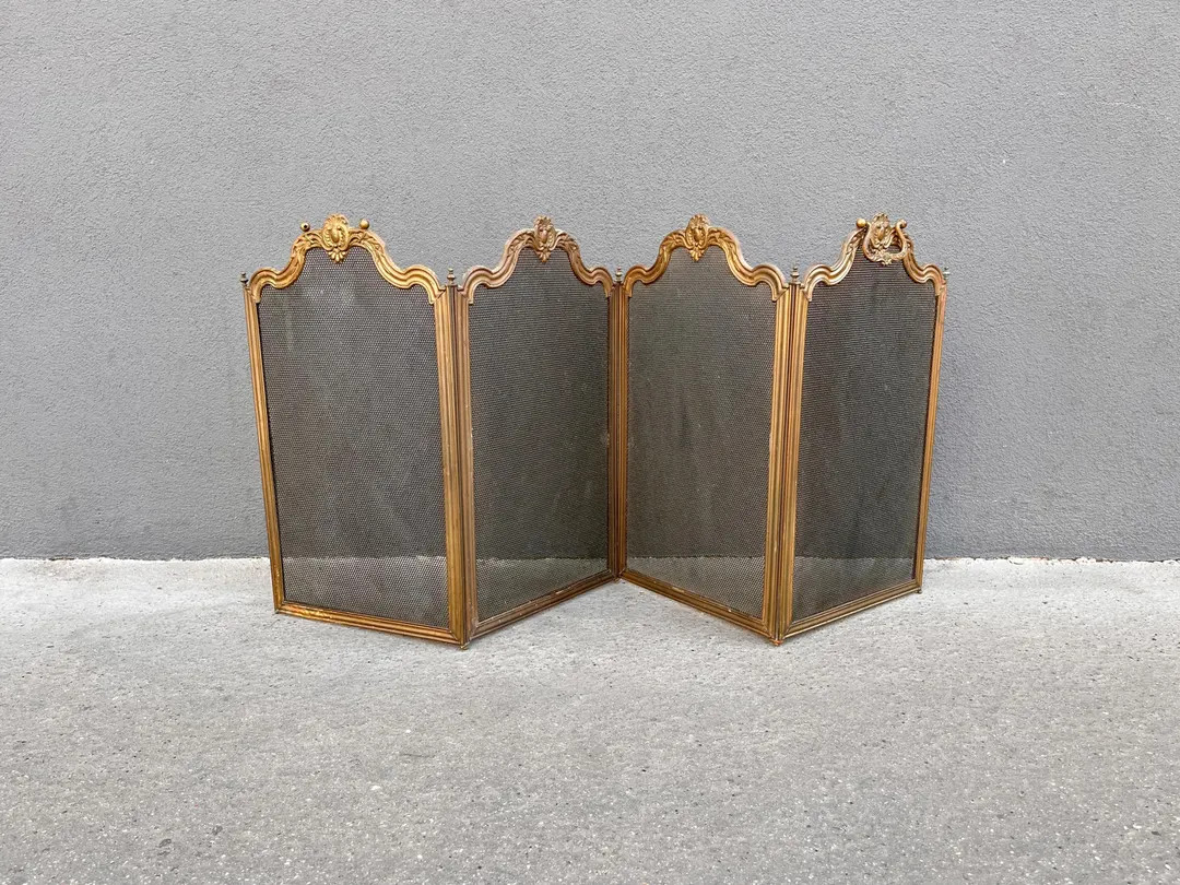 19th French brass firescreen 53 X 23 by Bouhon Freres, antique spark arrester from 1890 | Etsy (Global)