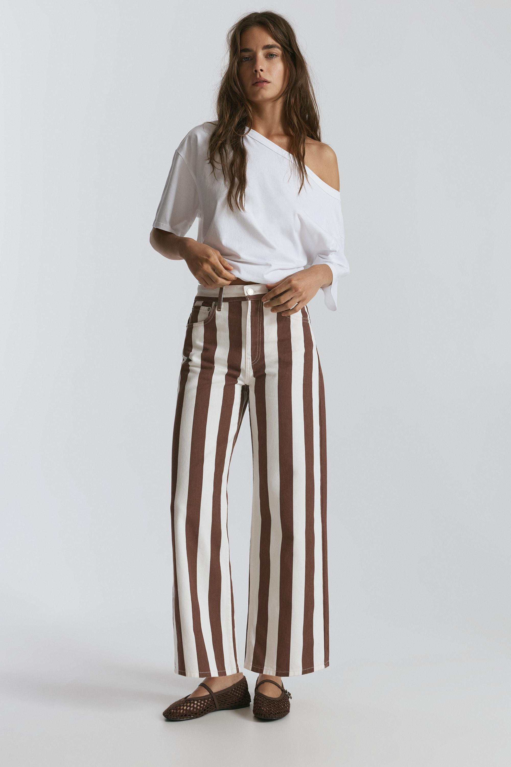 Pantalon straight \u00e0 rayures | Pull&Bear France | PULL and BEAR FR