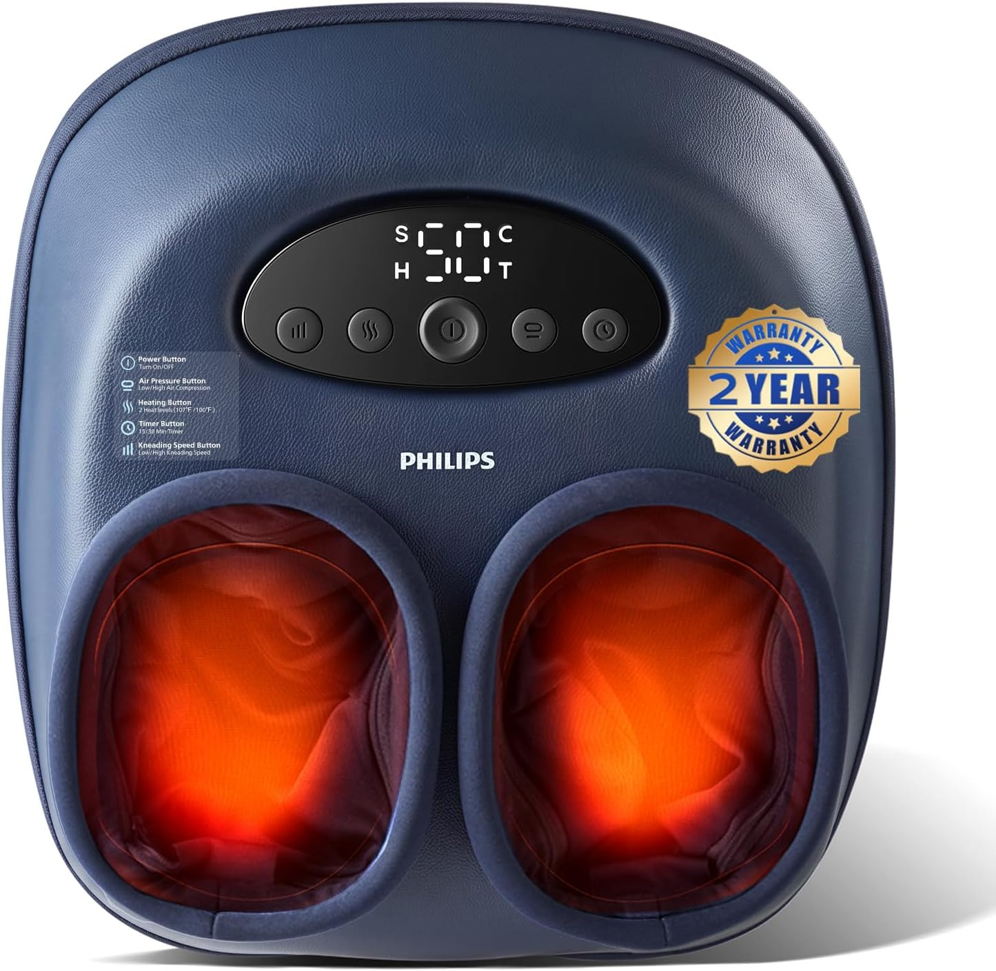 PHILIPS Foot Massager with Heat, Shiatsu Kneading & Air Compression, Blue | Amazon (US)