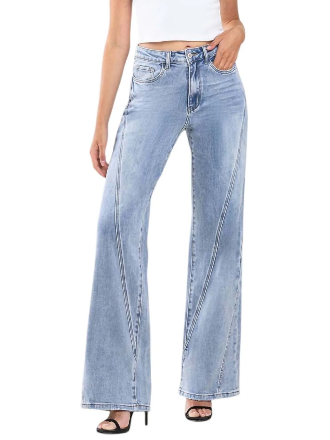 Olivia Ultra High Rise Wide Leg Jeans In Blue | Shop Simon
