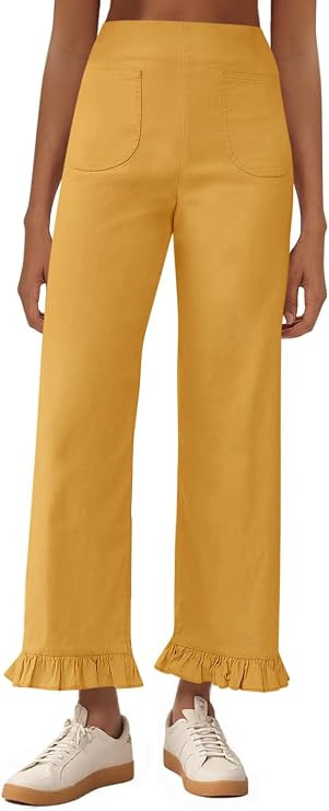 Cicy Bell Womens Wide Leg Pants Casual High Waisted Ruffle Hem Zipper Loose Fit Trousers with Poc... | Amazon (US)