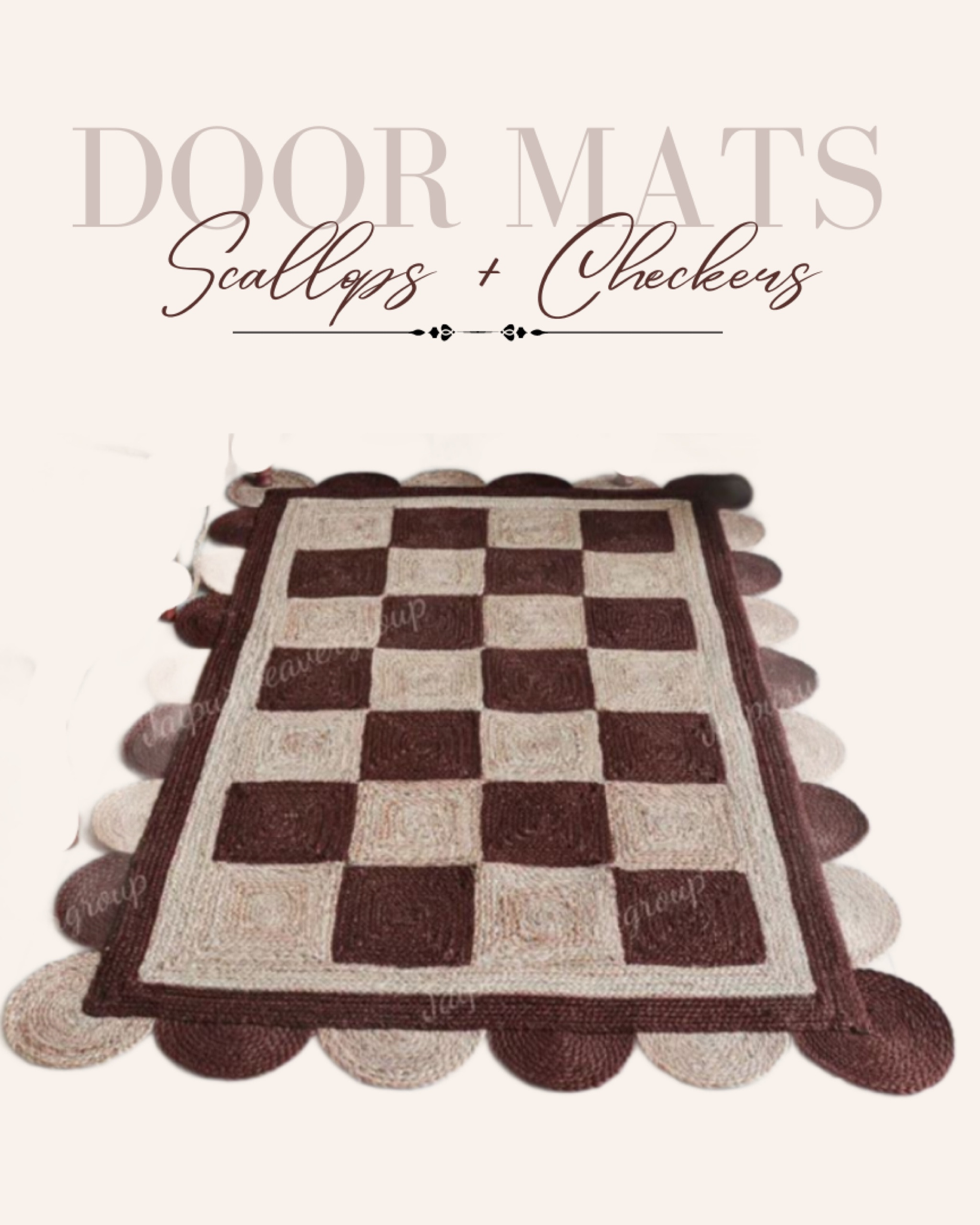 This checkered + scalloped jute mat is so cute; it comes in red, green, white, black border options. Half off today! 

#LTKunder50 #LTKsalealert #LTKhome