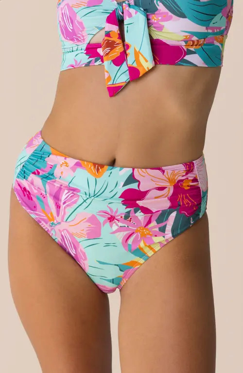Nani High Leg Ruched Swim Bottom in Freedive at Nordstrom, Size Small | Nordstrom