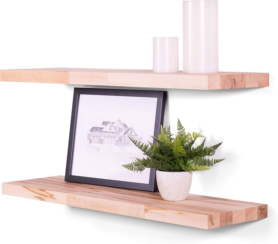 DAKODA LOVE Floating Shelves | Butcher Block | Solid Maple | Premium Craftsman Quality | Easy Hid... | Amazon (US)