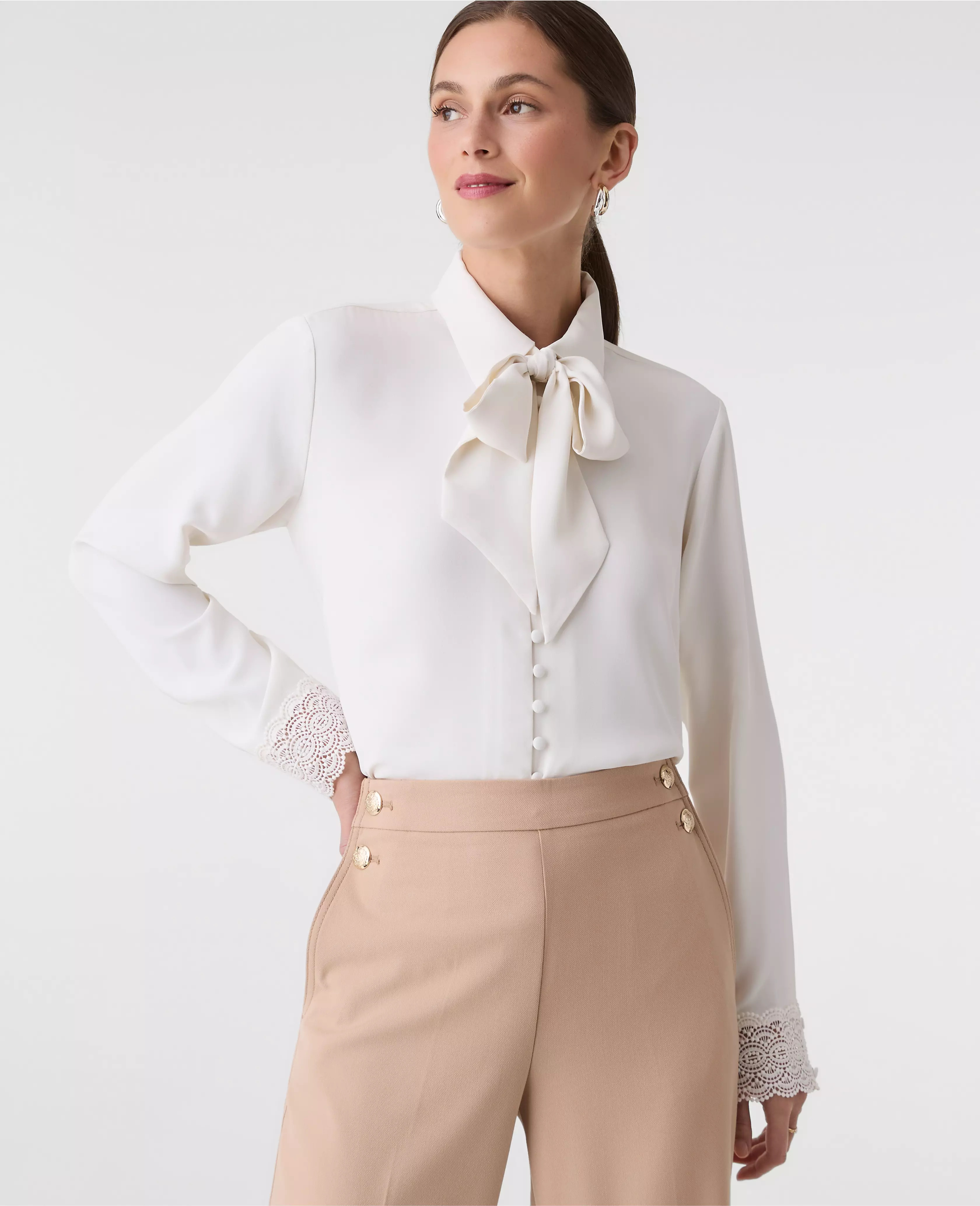 Modern Tie Neck Blouse | Ann Taylor