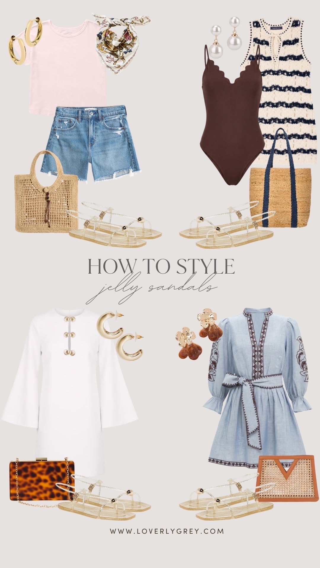 The jelly sandals everyone is styling this summer ✨ From beach days to dinner plans, these versatile sandals pair with everything.

Loverly grey, jelly sandals, Loeffler Randall Dana sandals, target, walmart, summer sandals, vacation outfits, beach style, coastal outfits, crochet cover up, denim shorts outfit, white dress outfit, resort wear, summer accessories, woven tote, vacation style

#LTKTravel #LTKSwim #LTKSeasonal