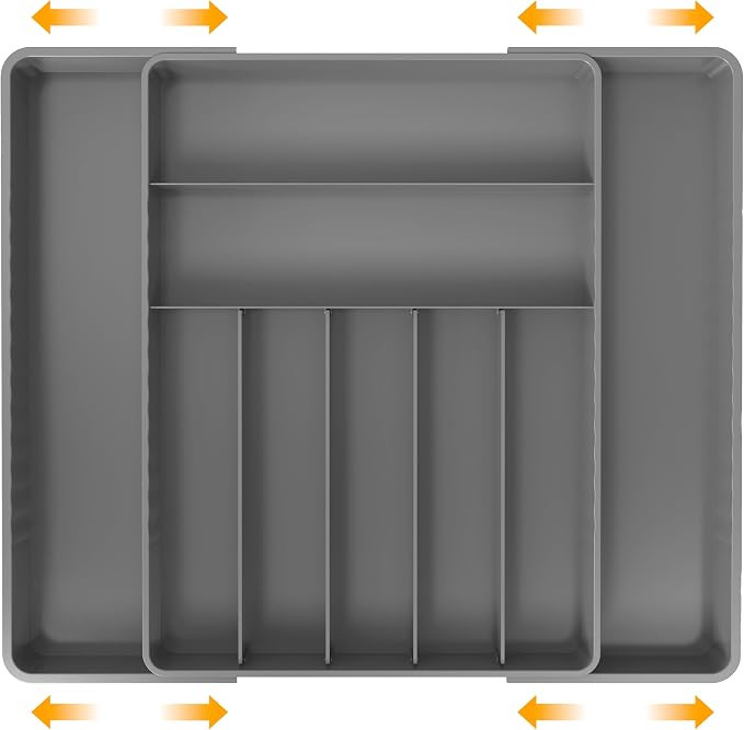 Simple Houseware Expandable Kitchen Drawer Flatware Organizer, Gray | Amazon (US)