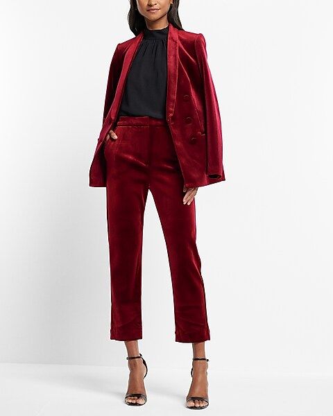 Editor Super High Waisted Velvet Straight Cropped Pant | Express