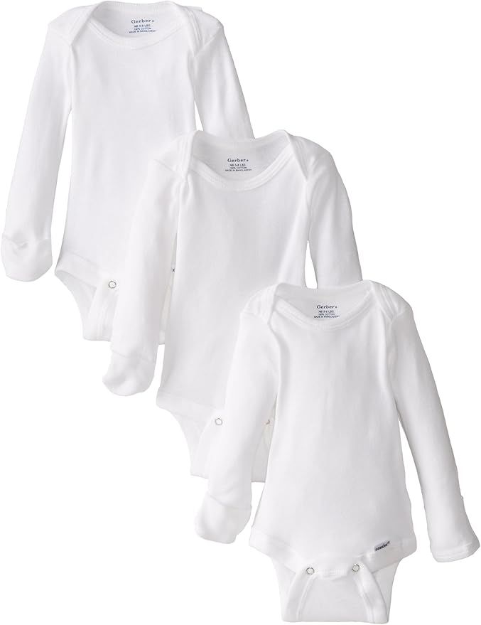 Gerber Baby 3-Pack Or 6-Pack Long-Sleeve Mitten-Cuff Onesies Bodysuit | Amazon (US)