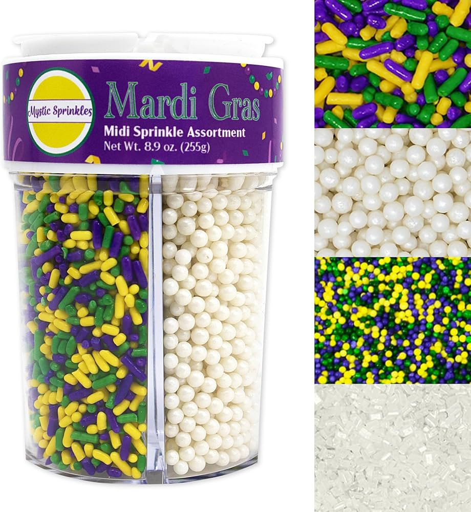 Mystic Sprinkles Mardi Gras/Fat Tuesday 4 Cell Sprinkle Assortments (Midi, Mardi Gras Sprinkle As... | Amazon (US)