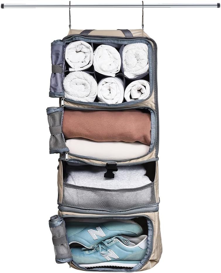 ARTOS Hanging Portable Luggage Suitcase Carry On Closet Shelving Organizer w/Hooks| for Travel, C... | Amazon (US)
