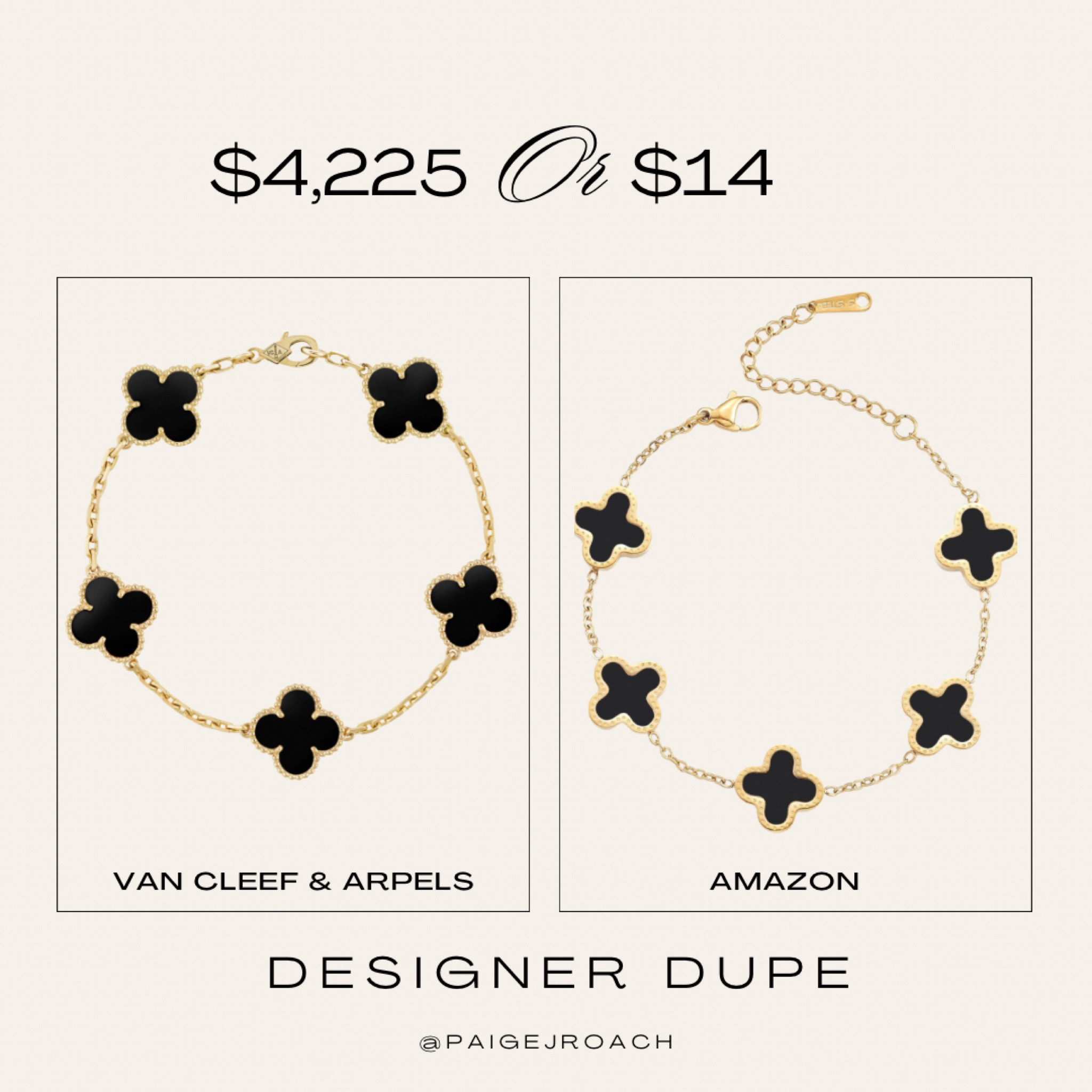 Van cleef and arpels, van cleef and arpels dupe, bracelet dupe, designer dupe, amazon designer dupe, designer find, amazon find, clover bracelet

#LTKfindsunder50