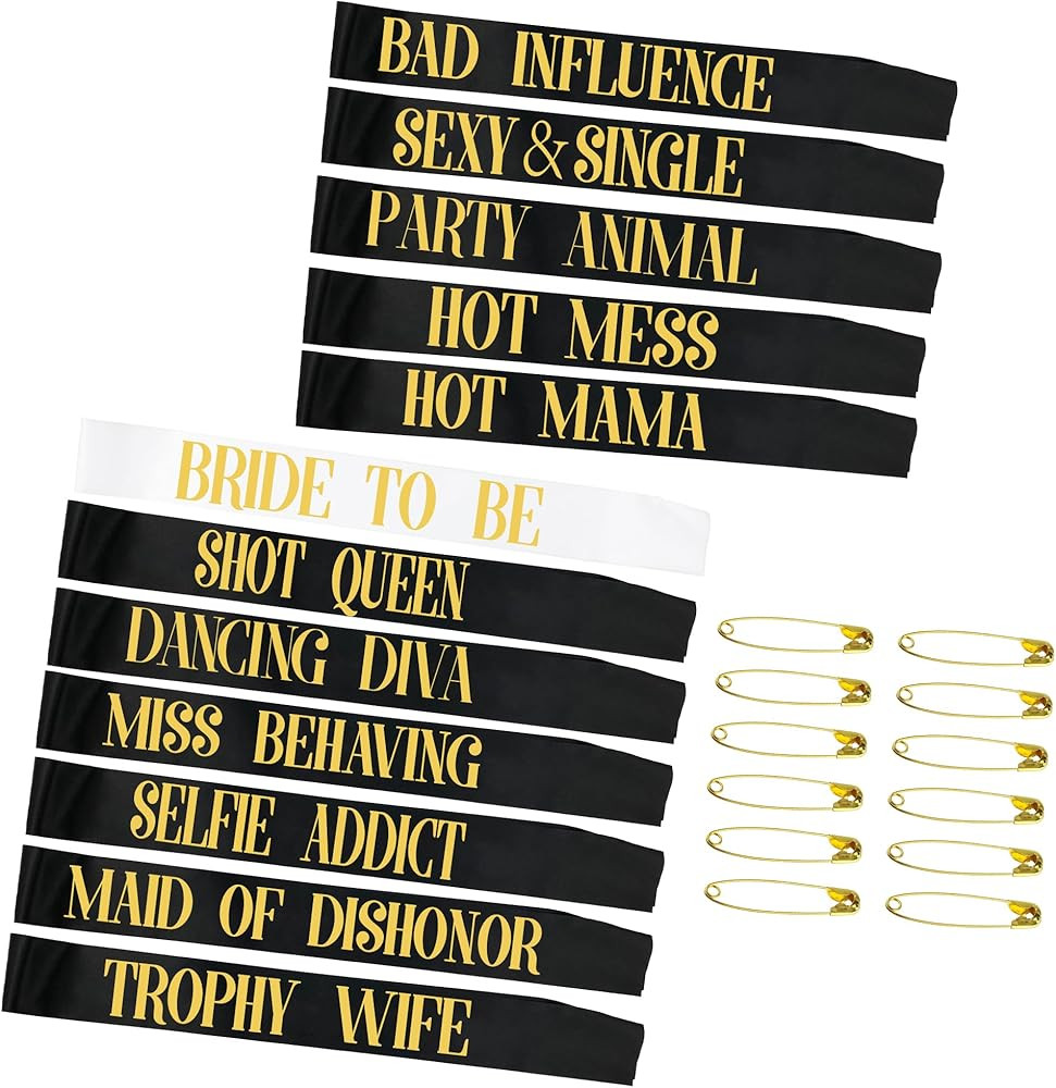 Snsowed 12 Pack- Bachelorette Party Bride To Be Sash- Unique Bride Bridesmaid Sashes for Bachelor... | Amazon (US)
