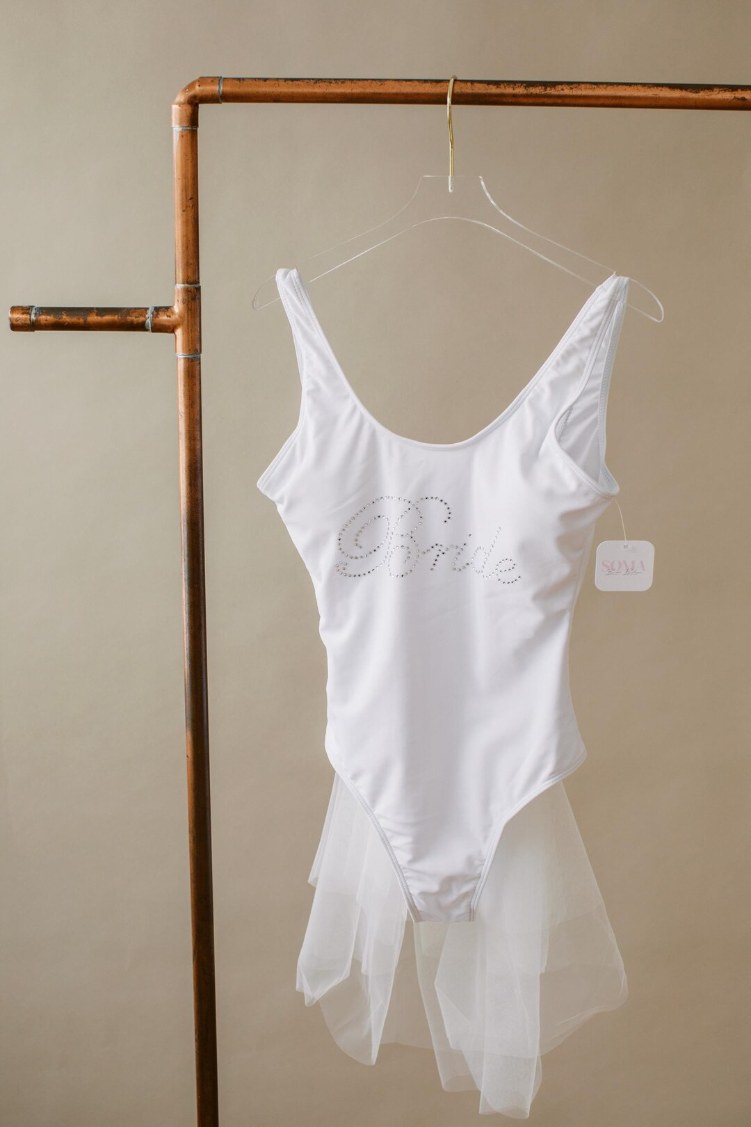 White Bridal Bathing Suit With Tulle Bow – Elegant One-piece Swimwear for Brides – Bride Bath... | Etsy (US)