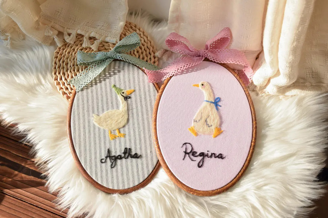 Felted Goose Nursery Wall Art: Personalized  Handmade Needle Felt Hoop, Baby Room Decor | Etsy (US)