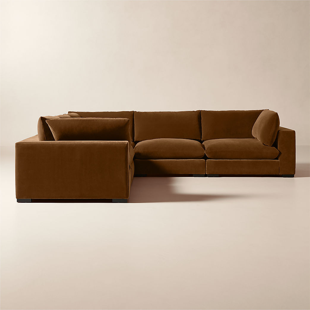 Deseo 5-Piece Praline Brown Performance Velvet Deep Depth Sectional Sofa + Reviews | CB2 | CB2