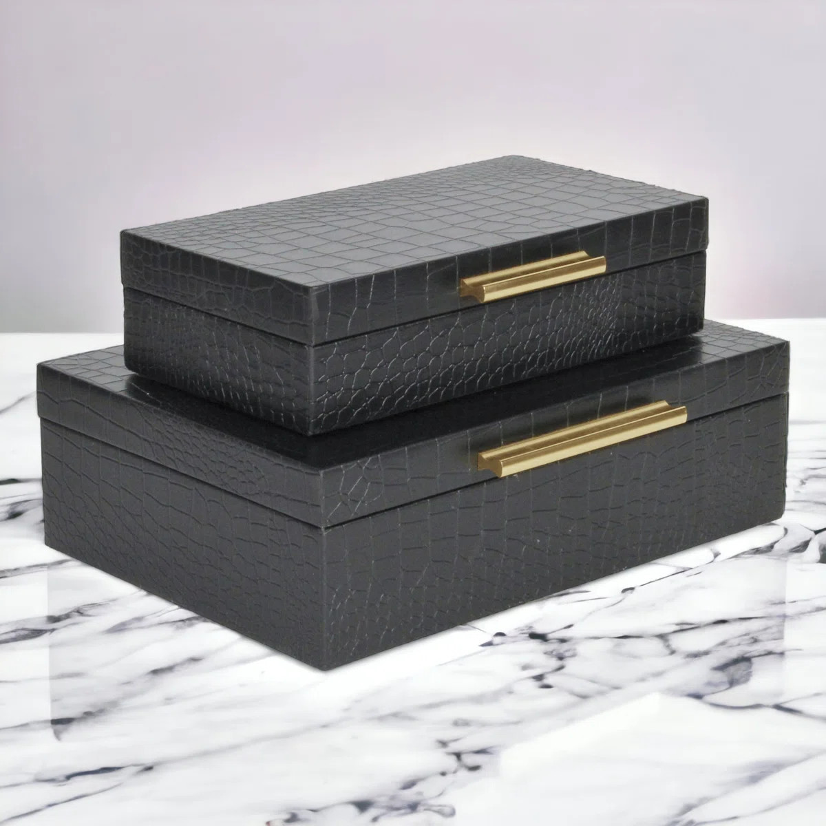 Rebeka 2 Piece Faux Leather Decorative Box Set | Wayfair North America