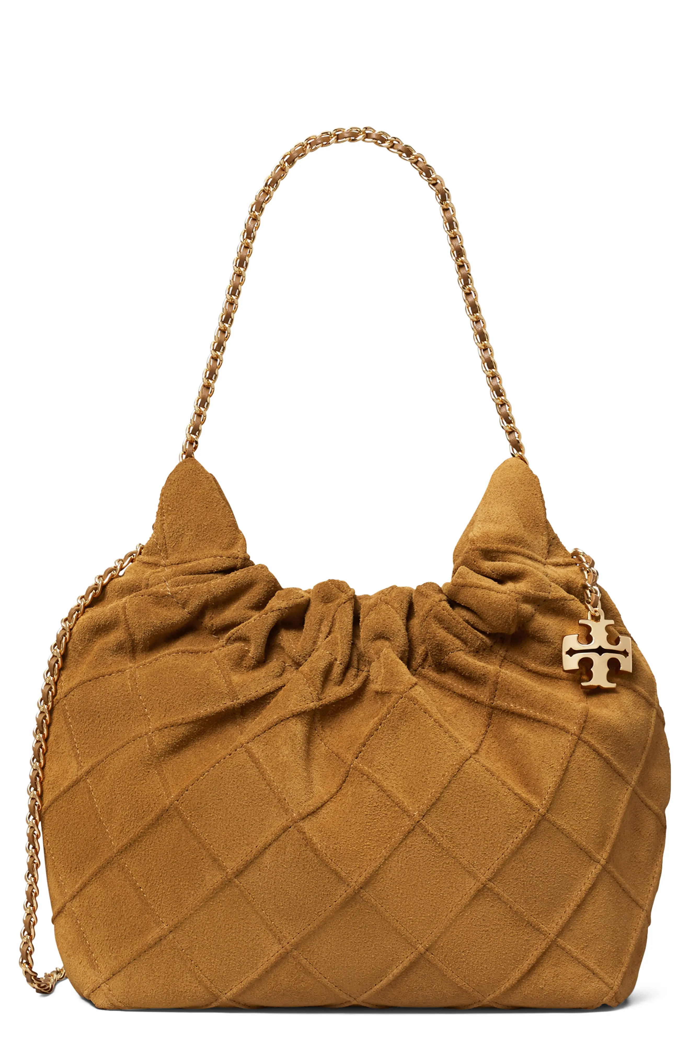 Tory Burch Fleming Suede Hobo Bag in Licorice at Nordstrom | Nordstrom